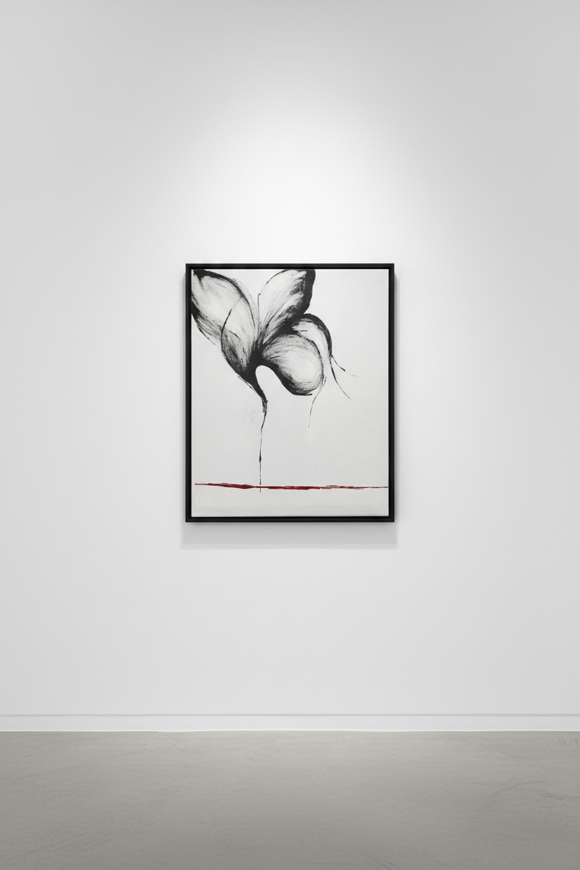 Tribute to Banksy by Yaku hanging in a gallery setting, 50cm x 40cm original acrylic on canvas