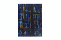 Theory of Contrast by Yaku — clean studio shot, deep cobalt blue impasto grid with burning orange