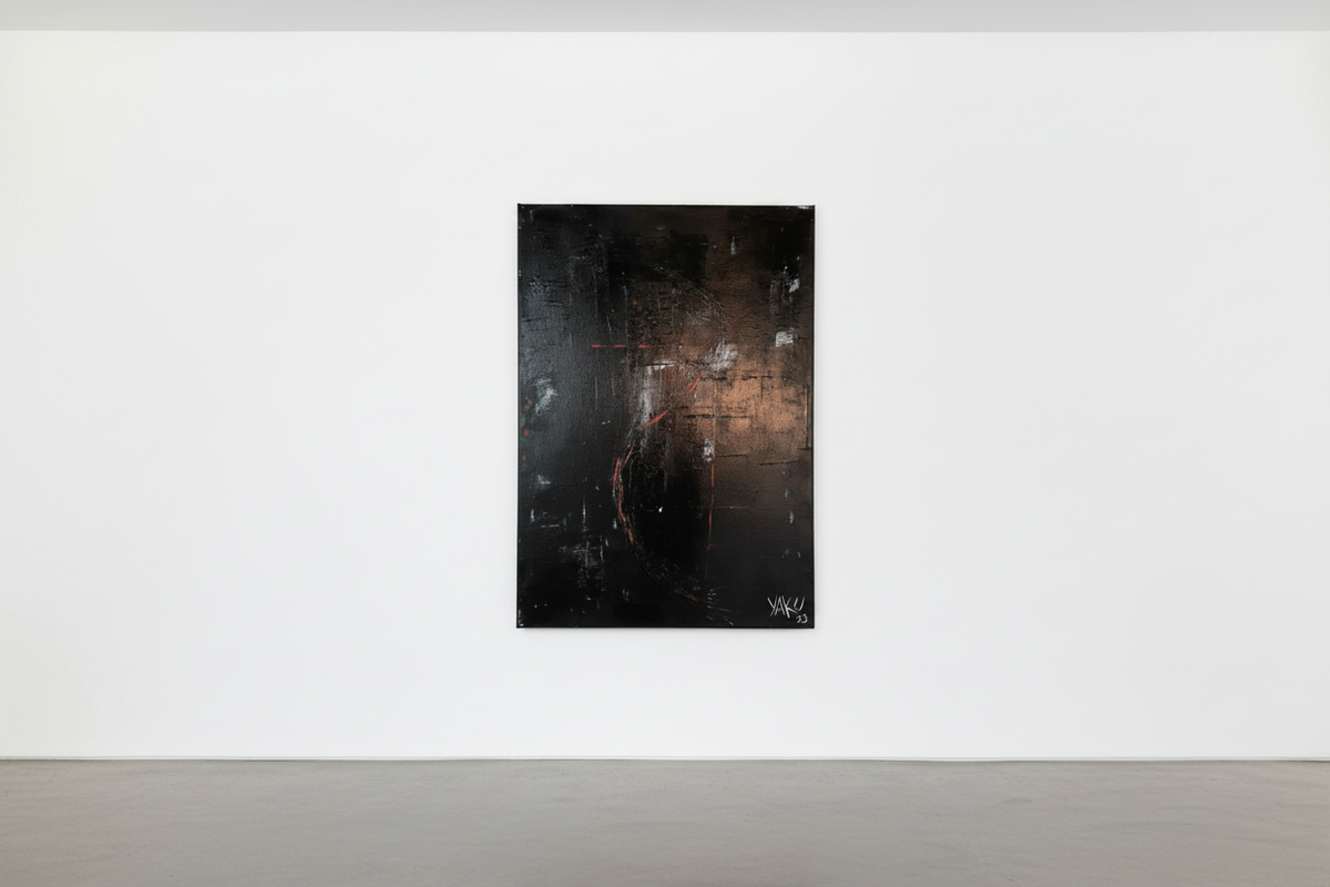 Emergence by Yaku — gallery installation view, modern white gallery with spotlighting