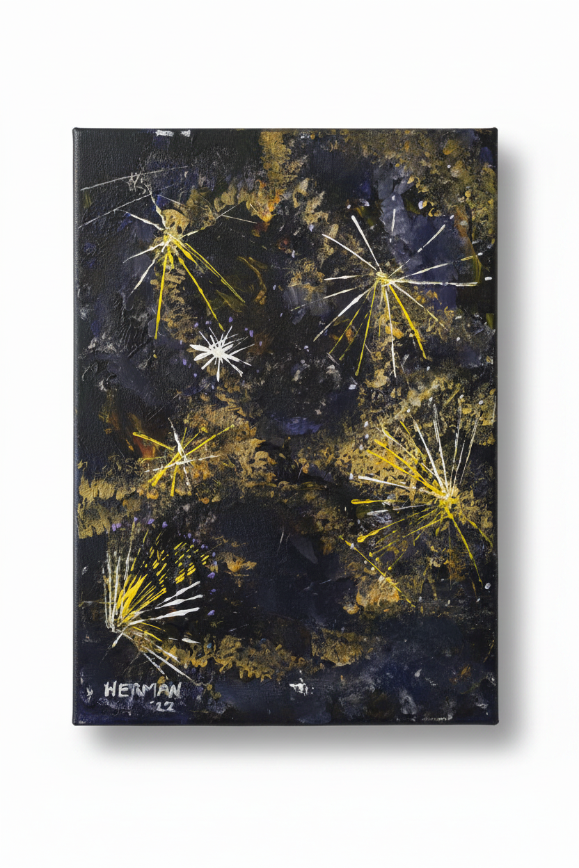 Night Garden original painting by Herman Groenewald on a white background