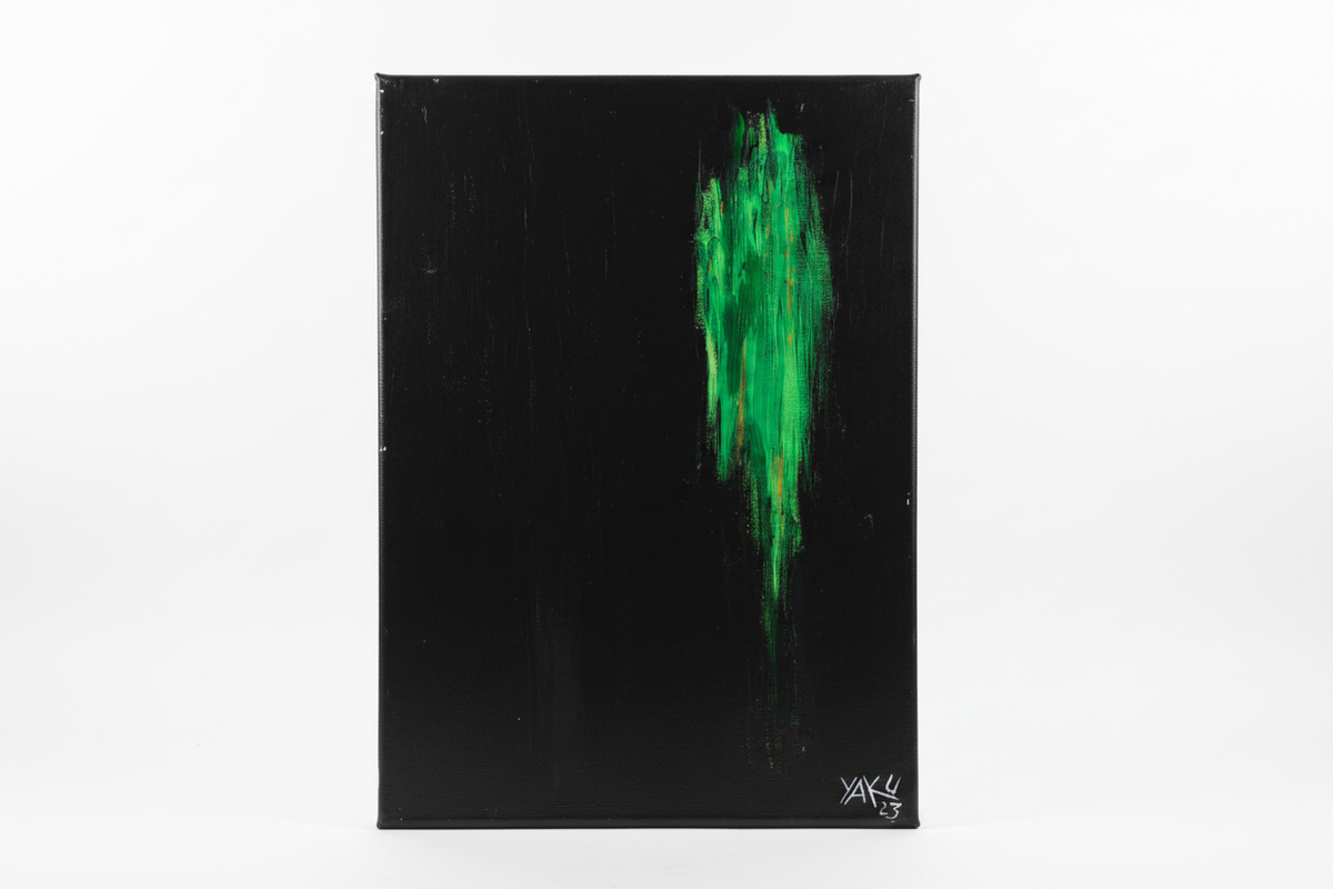Images in Green - Original Acrylic Portrait by Yaku