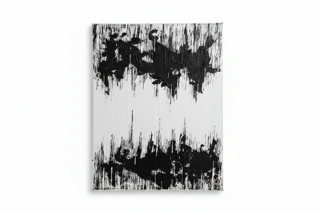 Textures in White & Black - Original Acrylic Landscape by Yaku