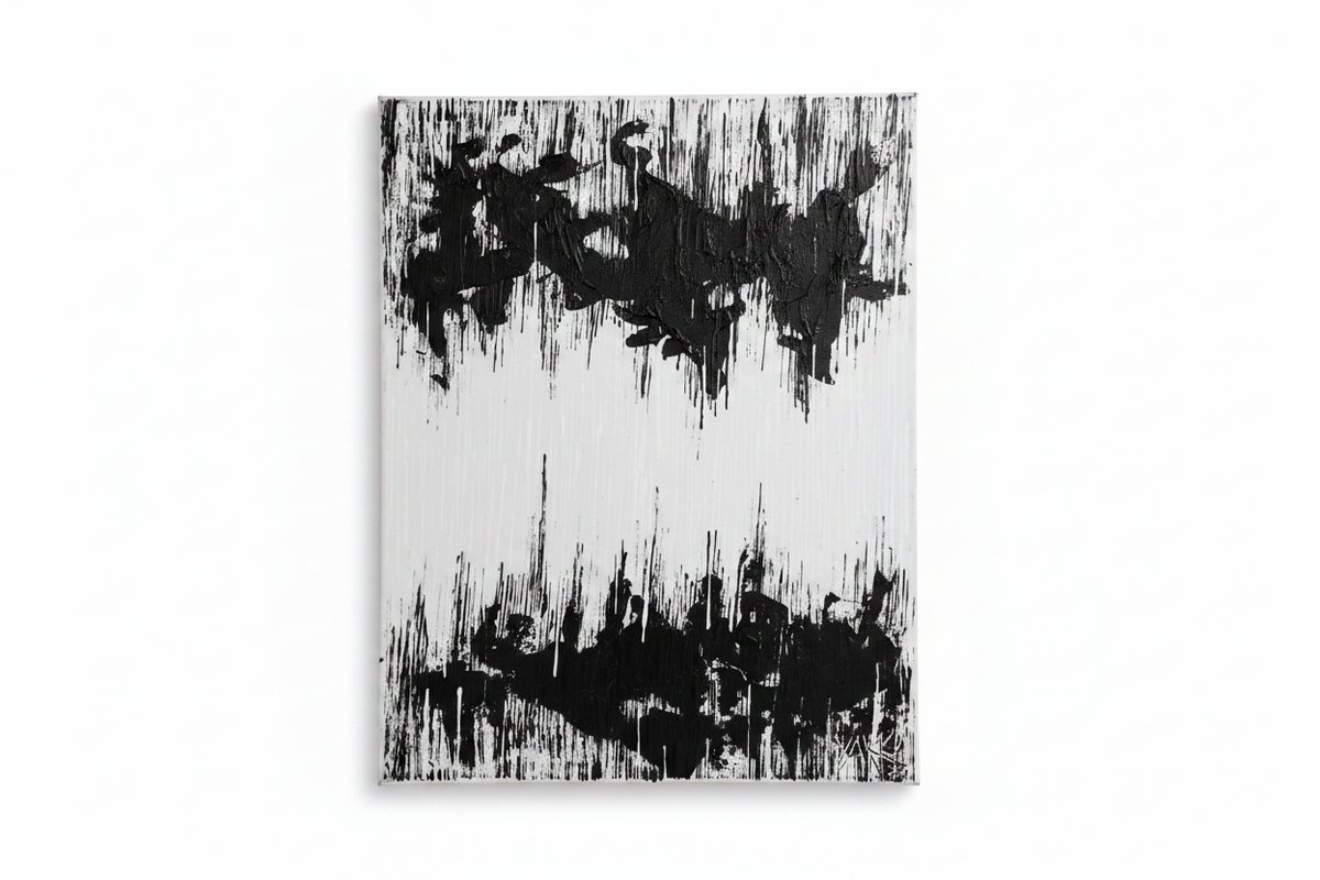 Textures in White & Black - Original Acrylic Landscape by Yaku